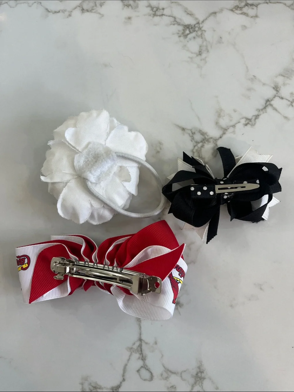 St. Louis Cardinals Ribbon Hair Bow - White & Red